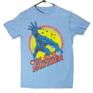 Marvel Black Panther Mens Graphic T-Shirt Heather Blue Comic Book Style Size M